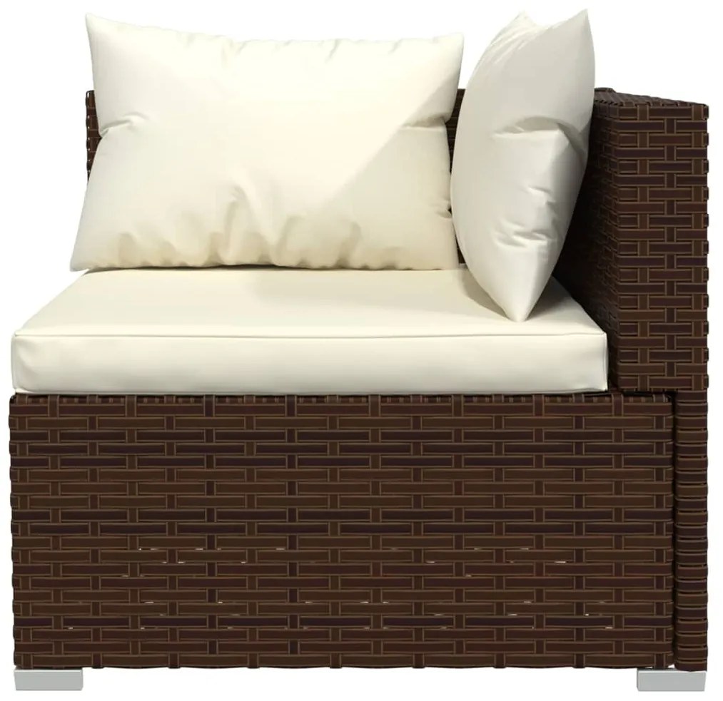 Set divani da giardino 13 pz con cuscini in polyrattan marrone