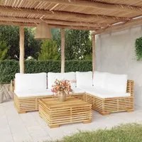 Set Divani da Giardino 5 pz con Cuscini Legno Massello di Teak 3100901