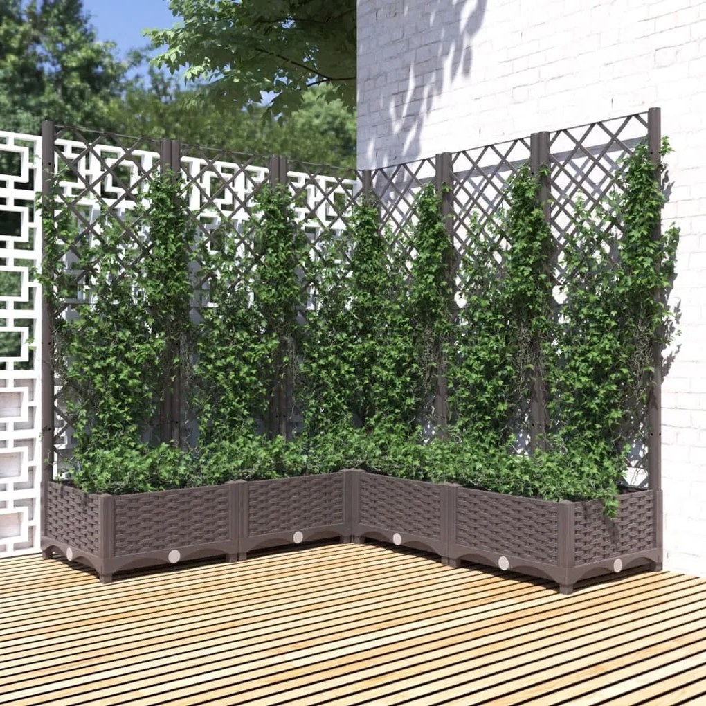 Fioriera Da Giardino E Graticcio Marrone 120x120x121,5 Cm İn Pp /
