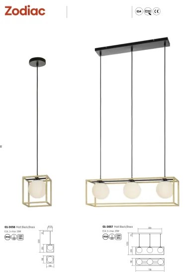 Redo 01-3057 - Lampadario a sospensione con filo ZODIAC 3xE14/28W/230V