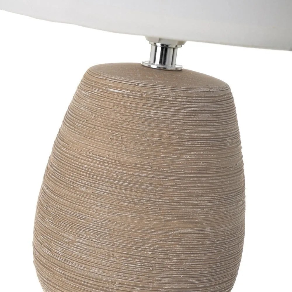 Lampada da tavolo in ceramica marrone con paralume in tessuto (altezza 27,5 cm) - Casa Selección