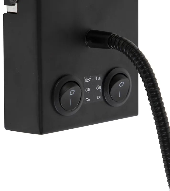 Applique moderna nera con paralume in cotone - Stacca