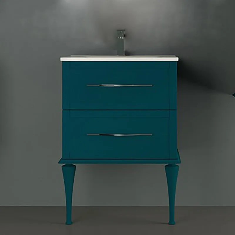 Mobile sottolavabo e lavabo Tiffany per vasca centrale blu petrolio L 60 x P 46 cm 2 cassetti