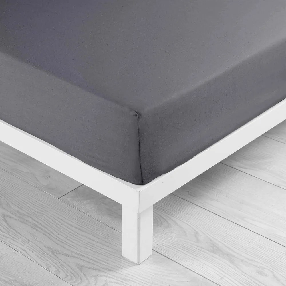 Lenzuolo elasticizzato in microfibra antracite 140x190 cm Oscar - douceur d'intérieur