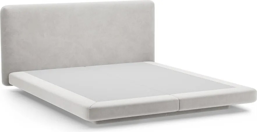 Letto matrimoniale imbottito grigio chiaro 180x200 cm Linea – Micadoni
