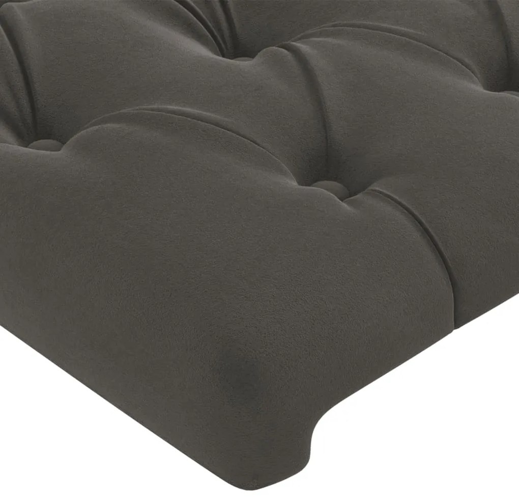 Testiera ad orecchio grigio scuro 103x23x78/88 cm in velluto