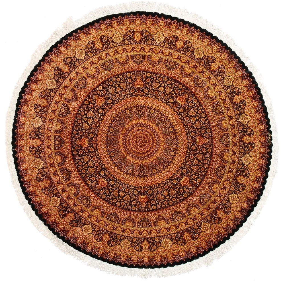 Ghom Tappeto 250x250 Rosso (Iran) Annodato A Mano