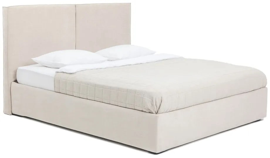 Letto matrimoniale imbottito beige con contenitore con rete inclusa 160x200 cm Thessa Bold – Bonami Selection