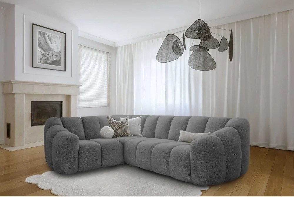 Divano angolare grigio (con penisola a sinistra/a L) Shell – Miuform