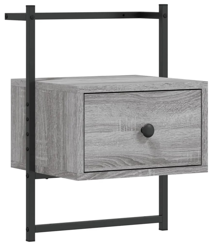 Comodini a muro 2 pz grigio sonoma 35x30x51cm legno multistrato