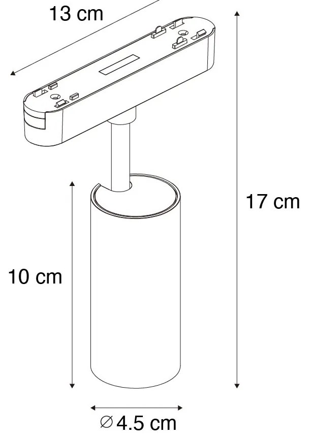 Faretto moderno nero per sistema binario monofase 9W 3000K - Magnetic Gert