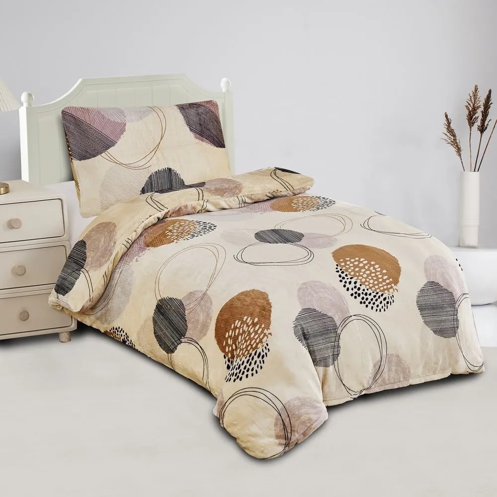 Biancheria da letto marrone chiaro in micropile per letto singolo 140x200 cm Circles – My House