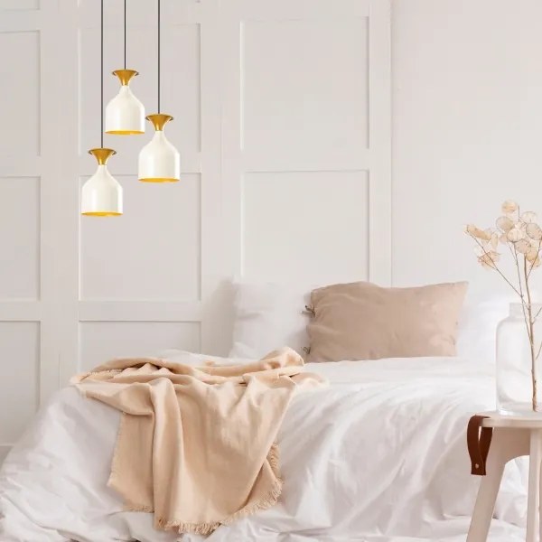 Lampadario a cavo SIVANI 3xE27/40W/230V bianco/rame