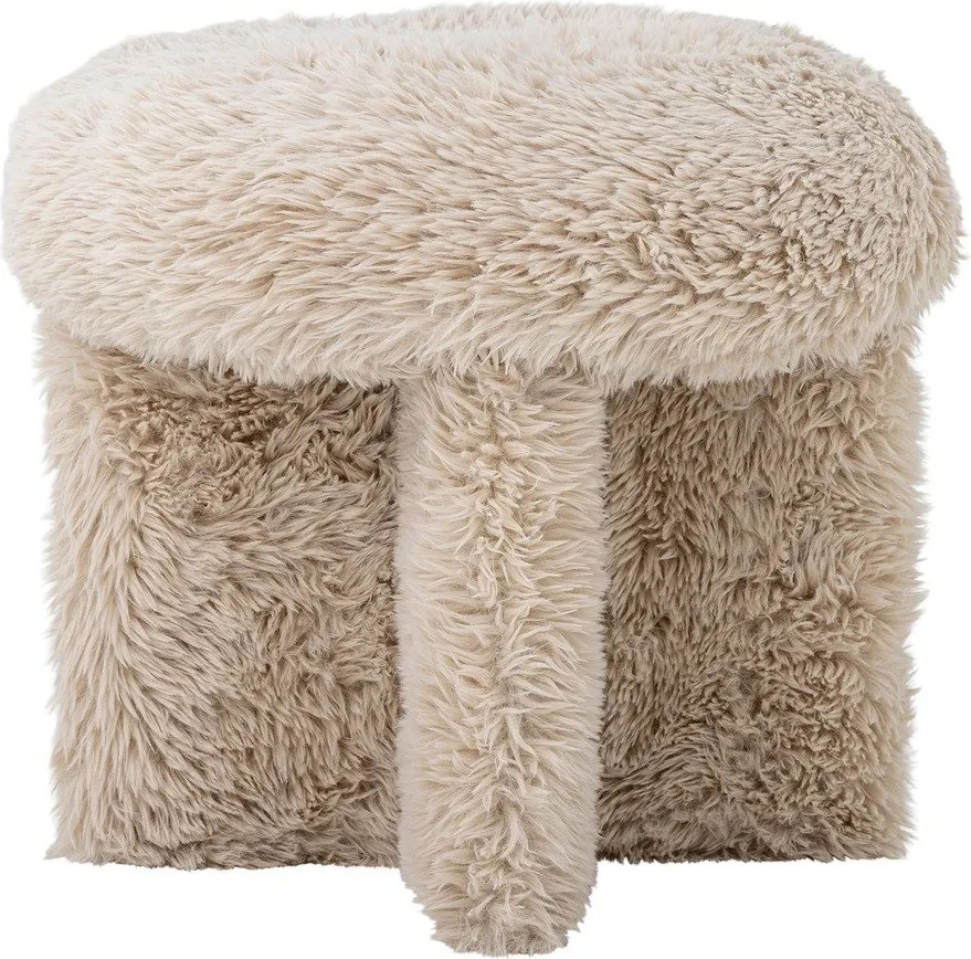 Poggiapiedi beige con rivestimento in pelliccia sintetica Frikka – Bloomingville