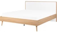 Letto a doghe in legno chiaro e testiera bianca 140 x 200 cm matrimoniale Design scandinavo