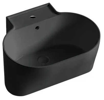 Lavabo da appoggio Tino COLAVENE ovale in ceramica L 60 x H 35 x P 50 cm nero opaco piletta non inclusa, con foro