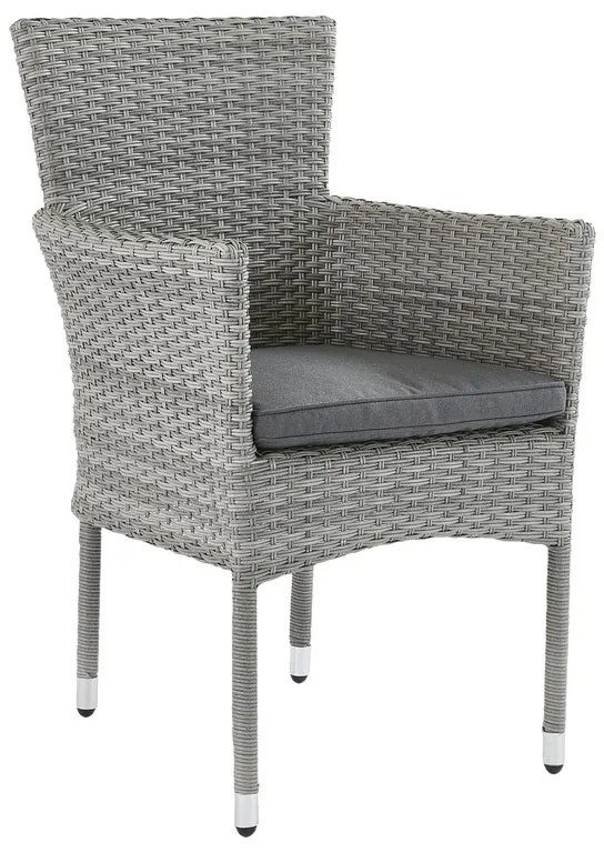 Poltrona da giardino con cuscino antracite e braccioli Davos NATERIAL, struttura in alluminio grigio seduta in rattan sintetico grigio, L 57 x H 88 x P 59.5 cm