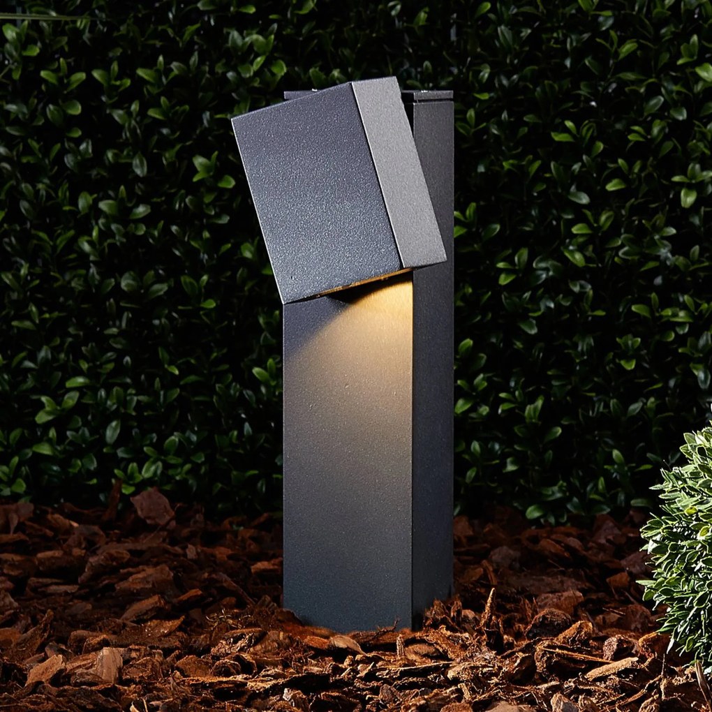 Lucande Lampioncino LED Lorik, 30 cm, antracite, alluminio LORIK, Nero, Alluminio, Moderno, Lampada LED da esterni