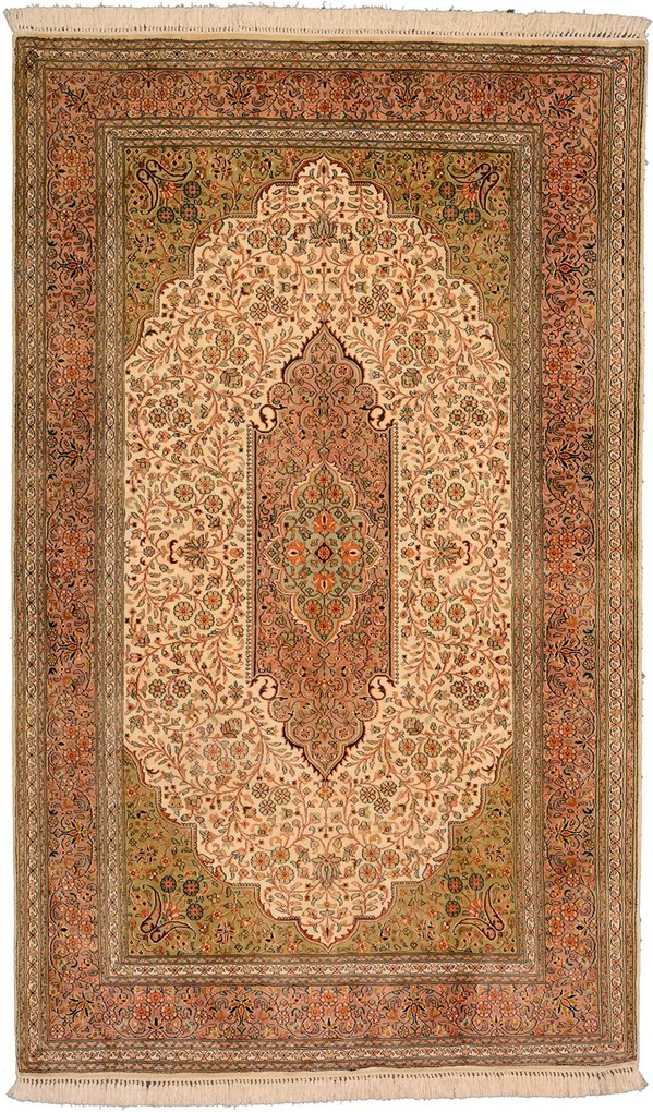 Cashmere Silk Tappeto 90x150 Beige (Indian) Annodato A Mano