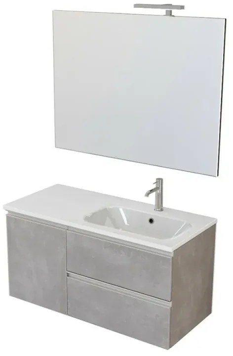 Mobile bagno sospeso 100 cm Master grigio con lavandino e specchio