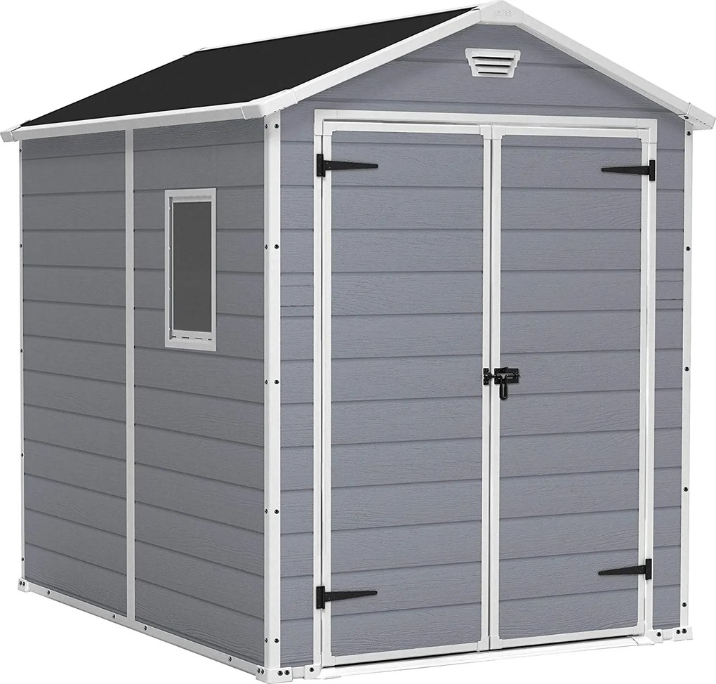 Casetta da Giardino Porta Attrezzi 185,8x236,8x227 cmin Resina Effetto Legno Keter Manor 6x8 Grigia...