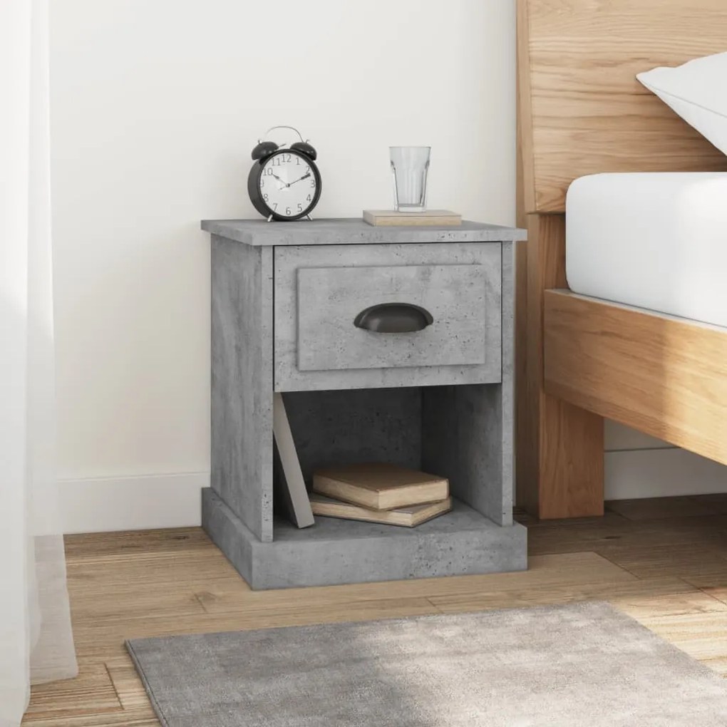 Comodini 2 Pz Grigio Cemento 39x39x47,5 Cm İn Legno Multistrato /