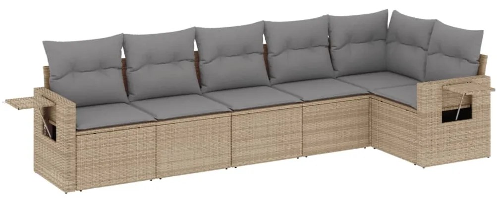 Set divano da giardino 6 pz con cuscini beige in polyrattan