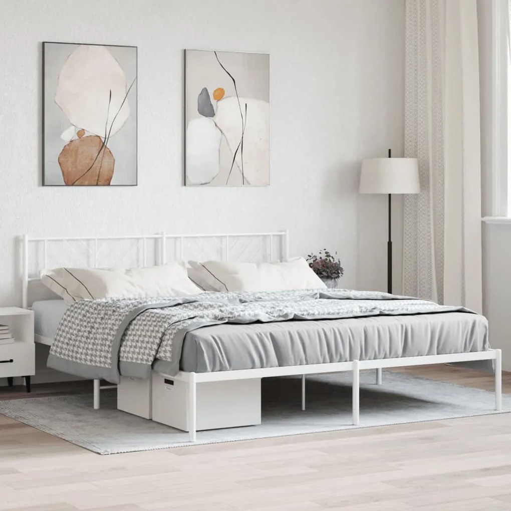 Giroletto Con Testiera Metallo Bianco 200x200 Cm /