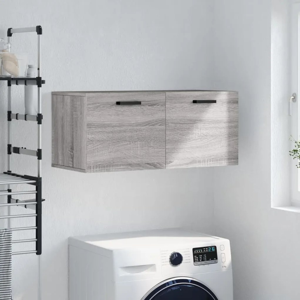 Mobile A Parete Grigio Sonoma 80x36,5x35cm İn Legno Multistrato /