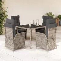 Set da Pranzo da Giardino 5 pz con Cuscini in Polyrattan Grigio 3213077