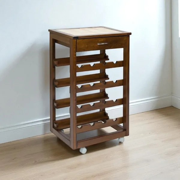 Carrello cantinetta in legno massello LANDHELL Noce