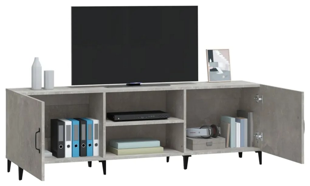 Mobile porta tv grigio cemento 150x30x50cm in legno multistrato