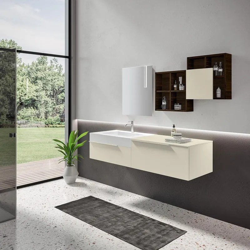 Mobile bagno sospeso con lavabo L 170 x H 36 x P 51 cm pesca per vasca a sinistra Ginevra