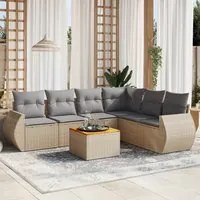 Set Divani da Giardino 7 pz con Cuscini Beige in Polyrattan 3257354