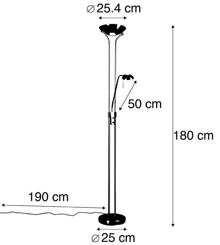 Lampada da terra dorata con lampada da lettura inclusa LED e dimmer - Diva 2
