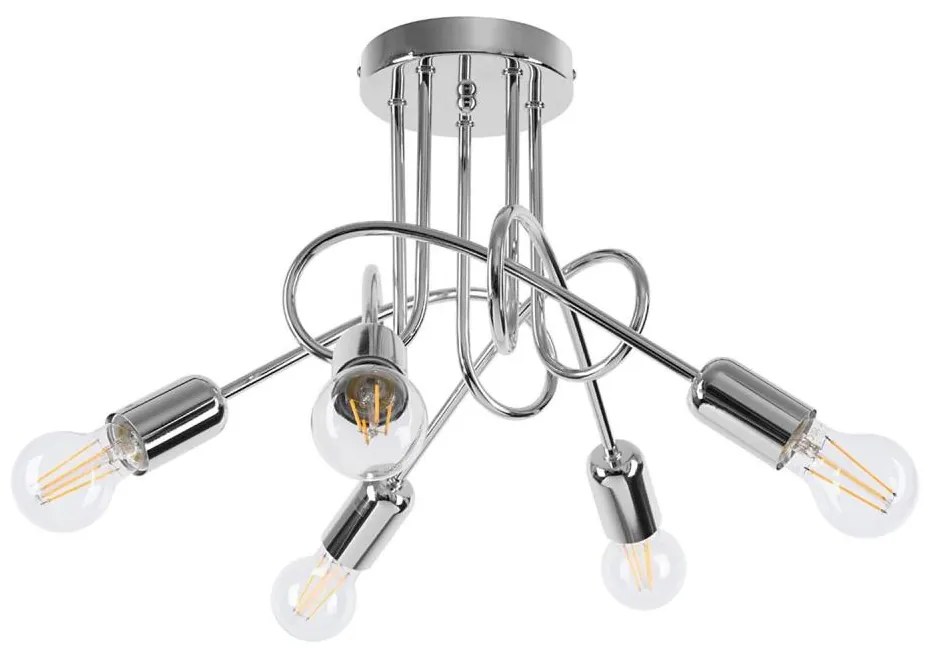 Sollux SL.1441 - Lampadario a plafone LOOP 5xE27/15W/230V cromo