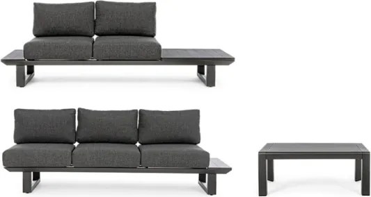 Salotto Angolare Da Esterno In Alluminio Con Cuscini E Tavolino Konnor Antracite Bizzotto