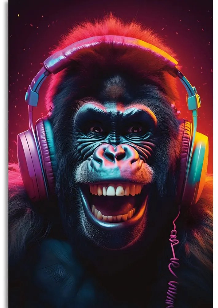 Stampa su tela – Gorilla con cuffie