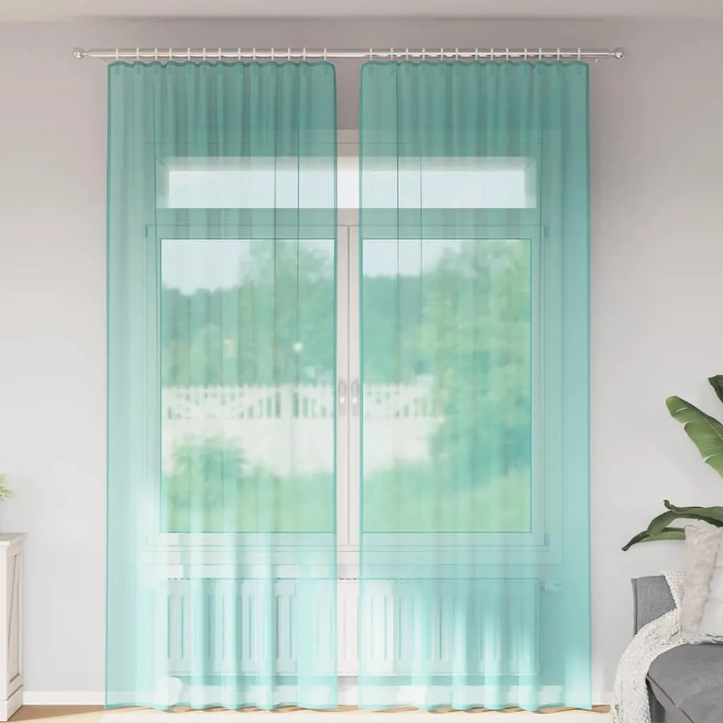Tende İn Voile Con Passanti 2 Pz Turchese 140x260 Cm /