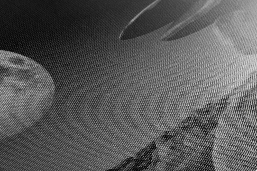 Quadro su tela – Pietre impilate alla luce della luna in bianco e nero