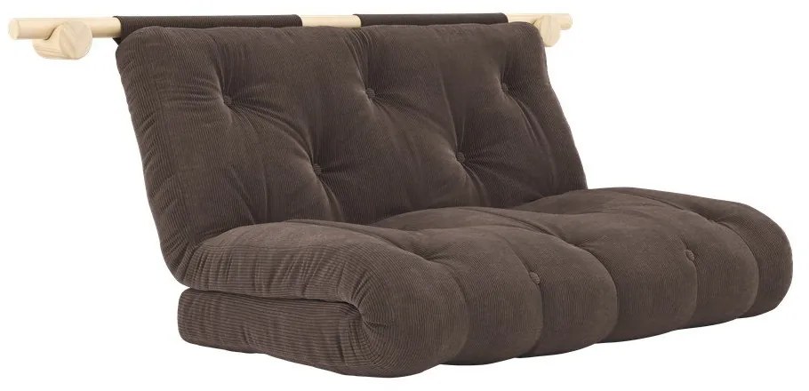 Divano marrone scuro allungabile con rivestimento in velluto a coste 135 cm Hooked – Karup Design