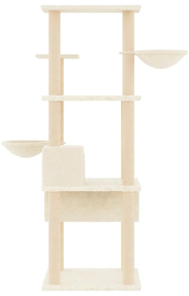 Albero per gatti con tiragraffi in sisal crema 141 cm