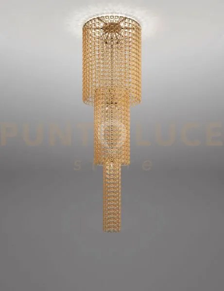 Giogali lampadadario a soffitto ca1 cristallo ambra e bronzo opaco ...