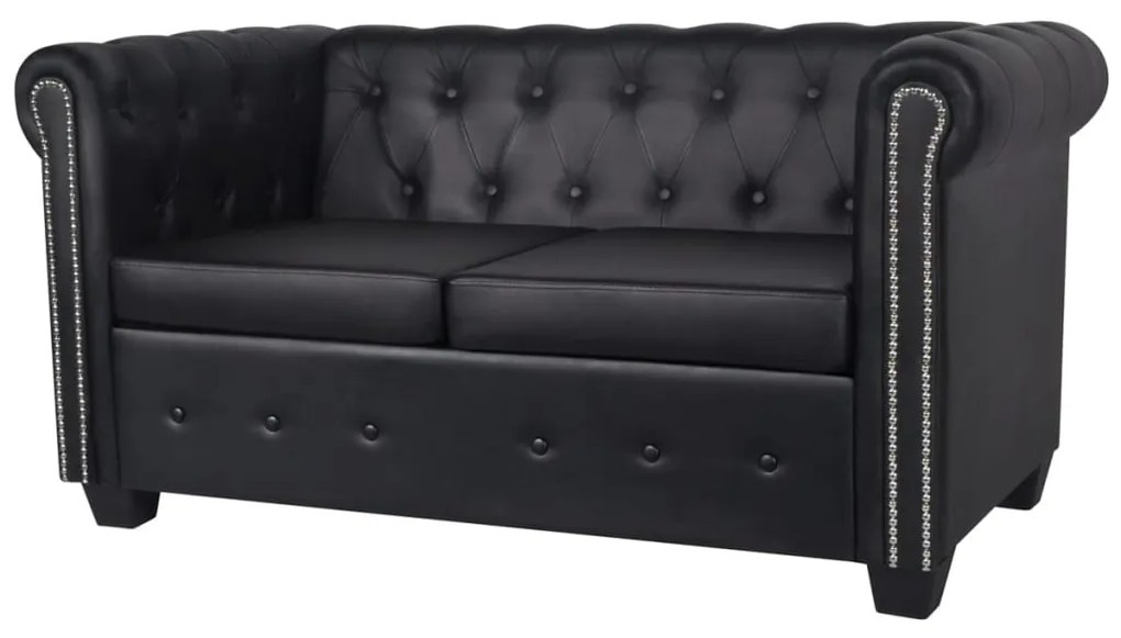 Divani chesterfield a 2 posti e a 3 posti in similpelle nero