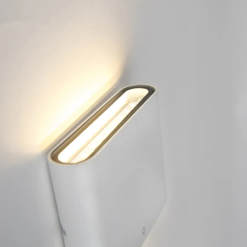 Lampada da parete moderna per esterni bianca 11,5 cm con LED - Batt