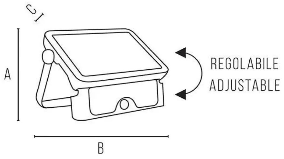 Proiettore Solare ricaricabile LED 5W- 4000K-500lm IP65 - Batteria Litio (ULTIMI DISPONIBILI - N°1)