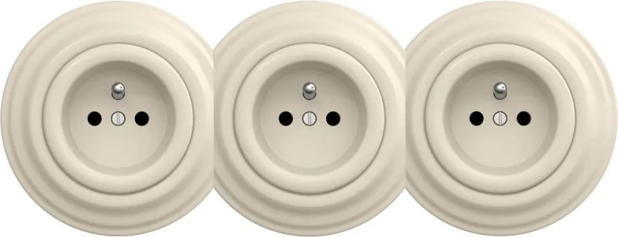 Kliklap - Presa tripla domestica in stile retrò con cornice 230 V beige