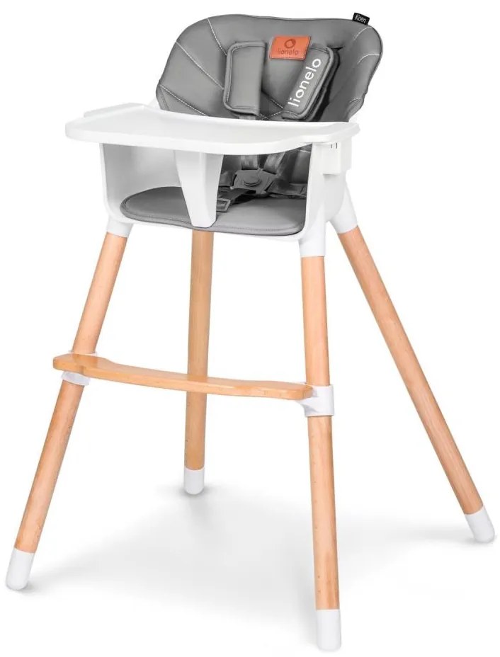 Lionelo - Seggiolone da pranzo per bambini 2 in 1 KOEN Grey Stone