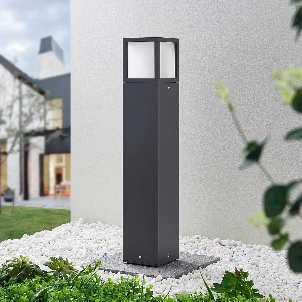 Lampioncino da giardino Dewari Lucande, dimmerabile, Alluminio / Grigio / Zincato, Alluminio, Moderno, Lampada da esterni