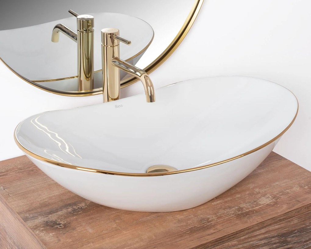 Lavabo da appoggio Rea Royal Gold Edge